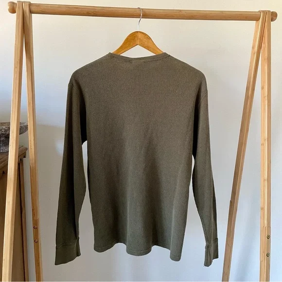 Vintage Polo Ralph Lauren Thermal Long Sleeve Tee in Khaki Green - M - Picture 6 of 6